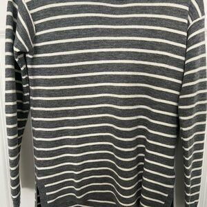 J. Crew Gray and Cream Striped Sweater